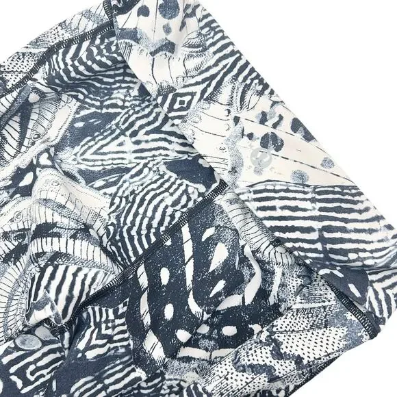 Lululemon Wanderlust Legging Women 6 Navy White High Waist Mesh Criss Cross Boho - Picture 10 of 10